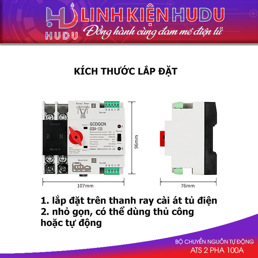 ATS chuyển nguồn 1 pha 100A cao cấp