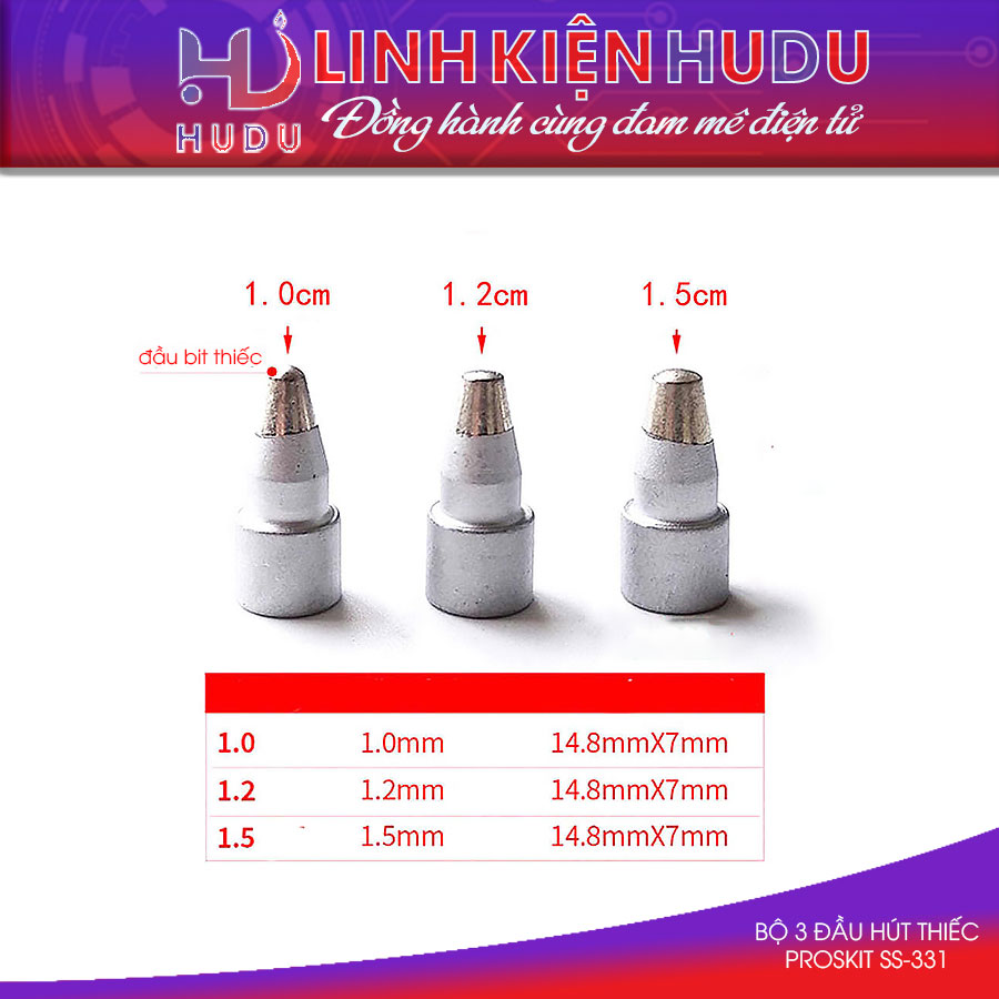 Bộ 3 đầu hút thiếc Pro’skit SS-331