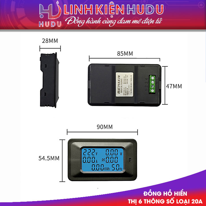 Đồng hồ hiển thị 6 thông số loại 20A