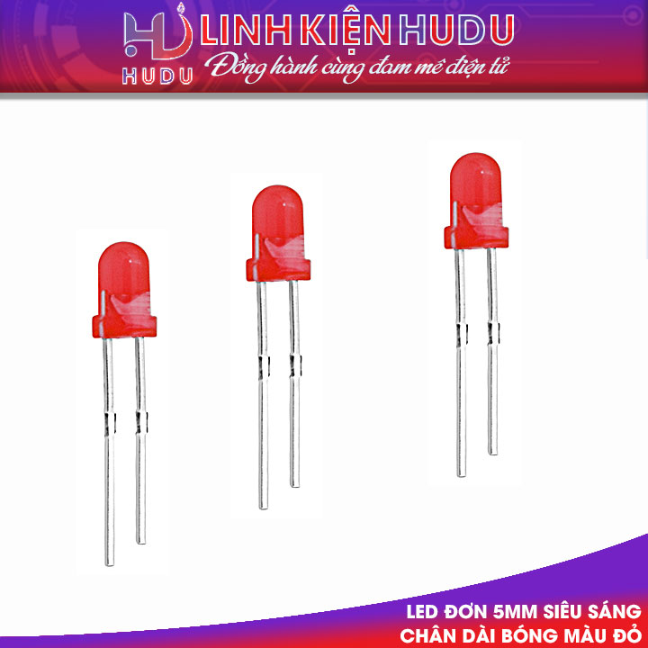 Bóng màu đỏ Led đơn 5mm chân dài