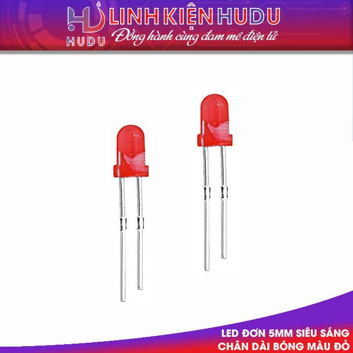 Bóng màu đỏ Led đơn 5mm chân dài