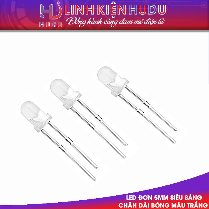 Bóng màu trắng Led đơn 5mm chân dài