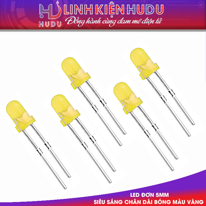 Bóng màu vàng Led đơn 5mm chân dài