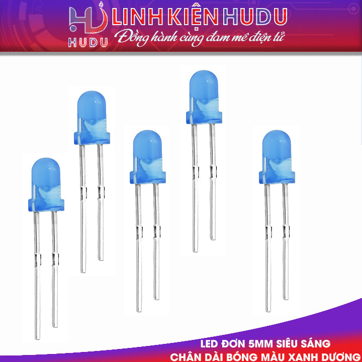 Bóng màu xanh dương Led đơn 5mm chân dài
