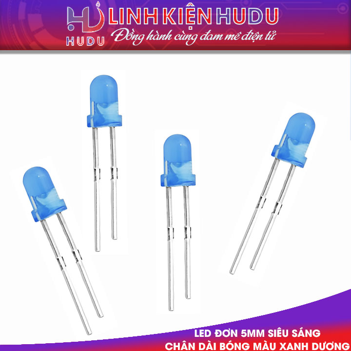Bóng màu xanh dương Led đơn 5mm chân dài