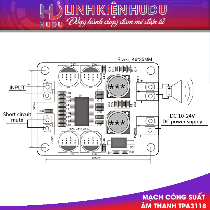 Mạch công suất TPA3118 - 60W 1 kênh