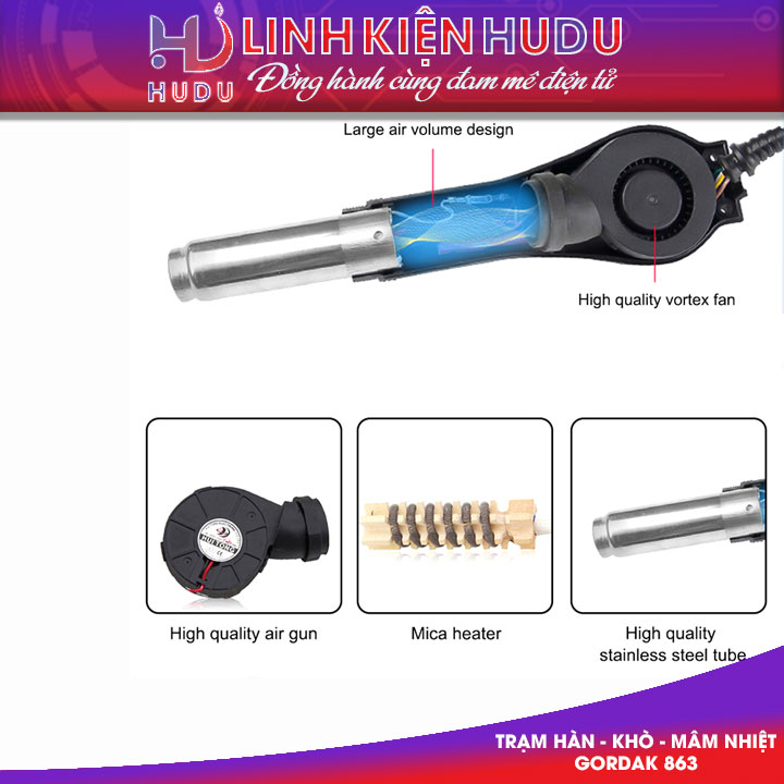 Trạm khò + hàn + mâm nhiệt Gordak 863 chính hãng