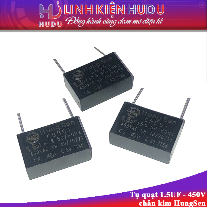 Tụ quạt 1.5UF 450V chân kim HungSen