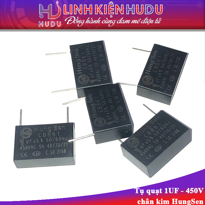 Tụ quạt 1UF 450V chân kim HungSen