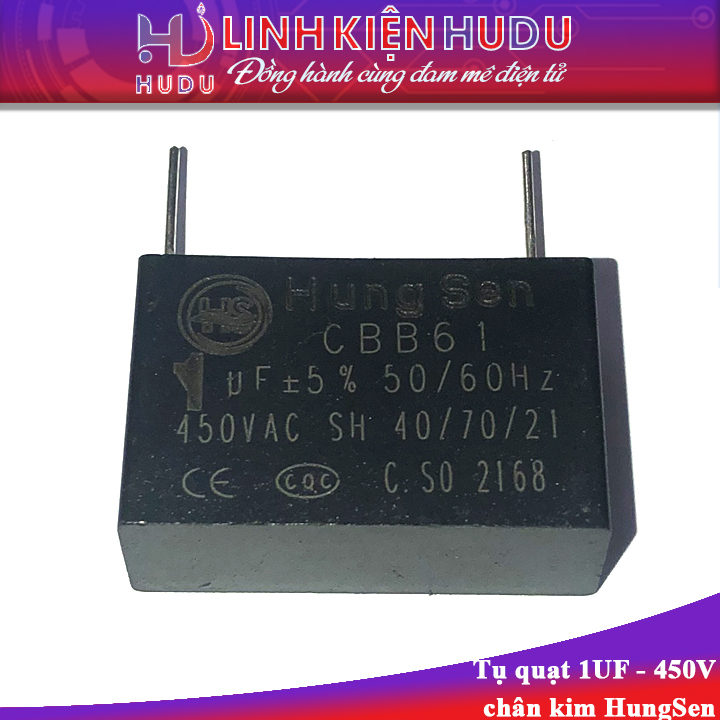 Tụ quạt 1UF 450V chân kim HungSen