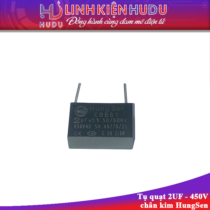 Tụ quạt 2UF 450V chân kim HungSen