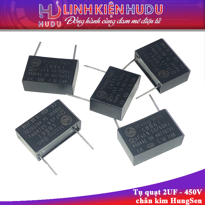 Tụ quạt 2UF 450V chân kim HungSen