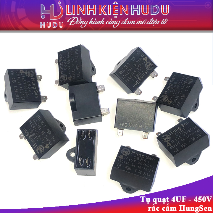 Tụ quạt 4UF 450V rắc cắm HungSen