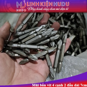 Mũi bắn vít 4 cạnh 2 đầu dài 7cm