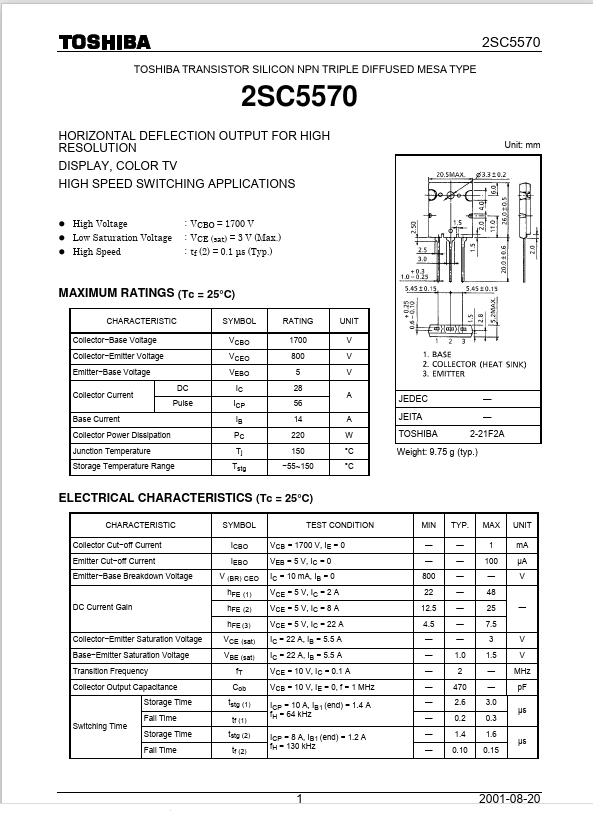 Toshiba 2SC5570 tháo máy