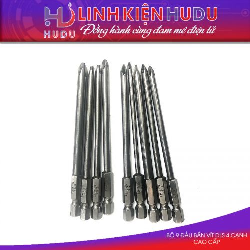 BỘ 9 ĐẦU BẮN VÍT DSL 4 CẠNH DÀI 10CM CAO CẤP