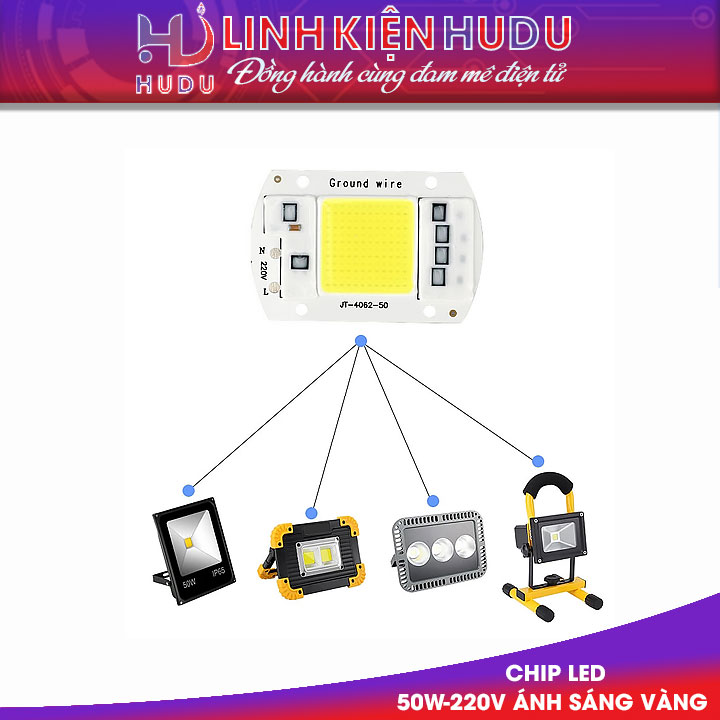 chip led 50w 220v anh sang vang