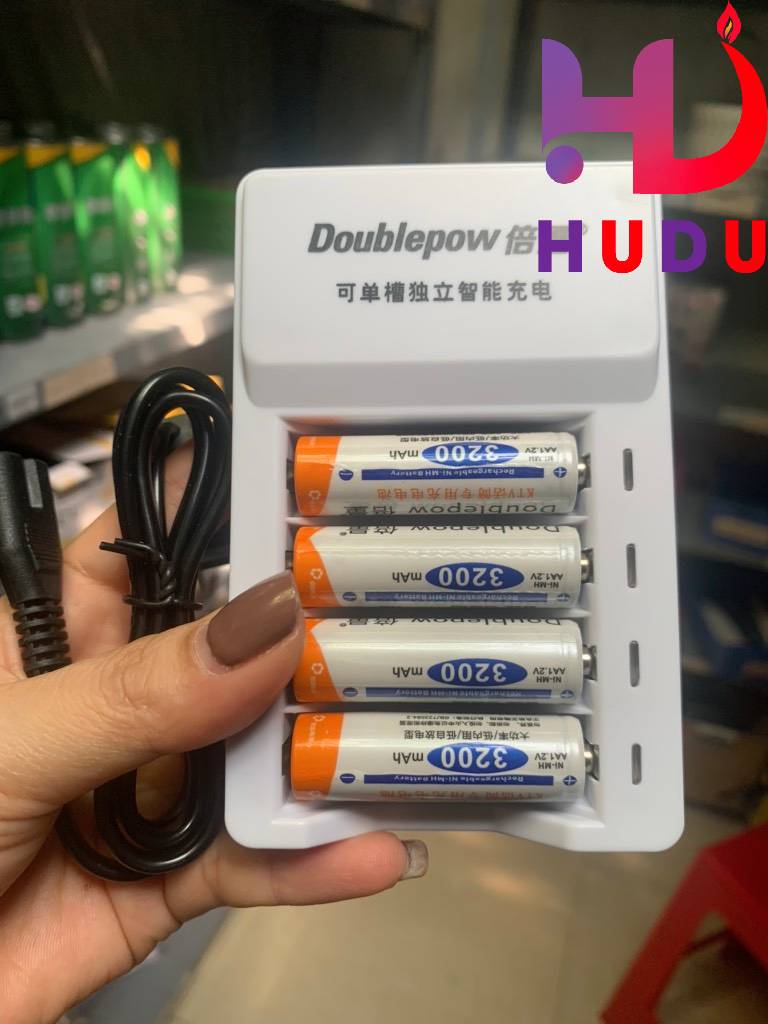 Sản phẩm combo Bộ sạc kèm pin tiểu AA AAA Doublepow 3200mah chính hãng