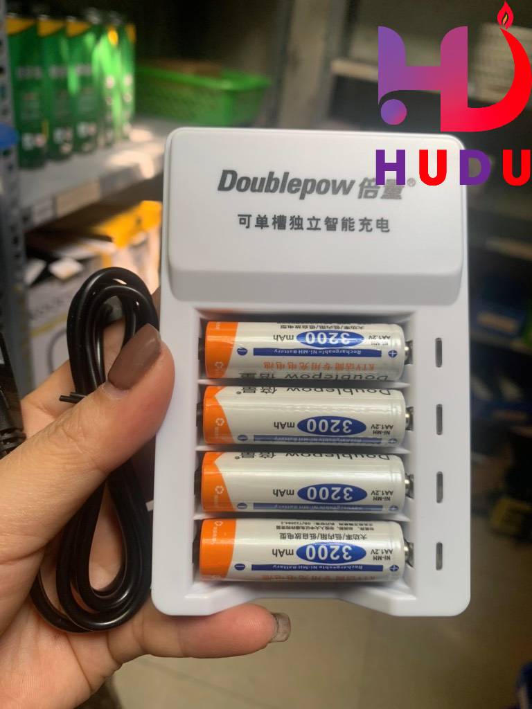 Linh kiện Hudu cung cấp Combo Bộ sạc kèm pin tiểu AA AAA Doublepow 3200mah chính hãng đảm bảo chất lượng tốt