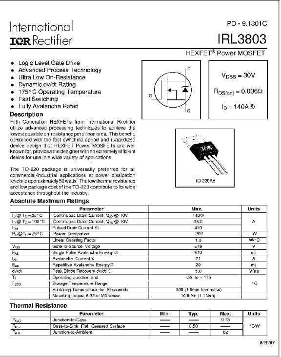 datasheet IRL3803