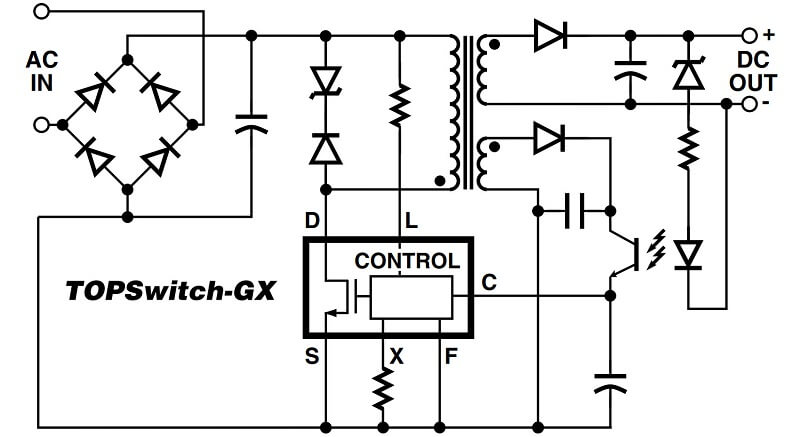 Mạch ứng dụng cơ bản của TOP244PN