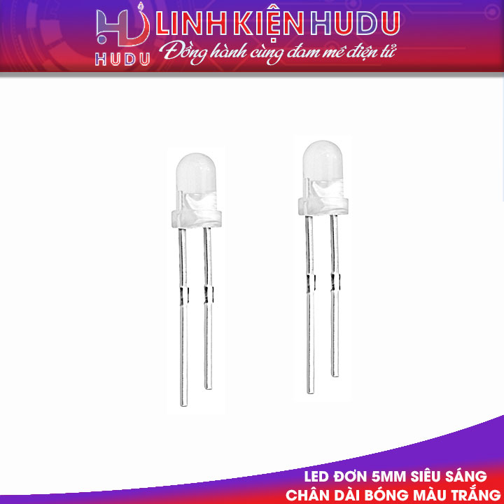 BÓNG MÀU TRẮNG LED ĐƠN 5MM CHÂN DÀI