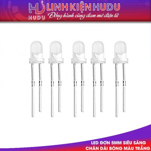 Bóng màu trắng Led đơn 5mm chân dài