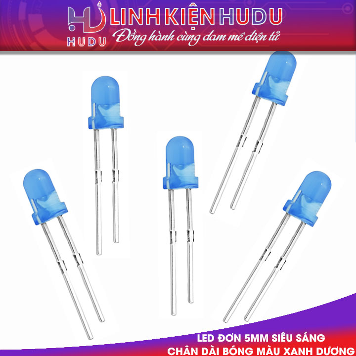 BÓNG MÀU XANH DƯƠNG LED ĐƠN 5MM CHÂN DÀI