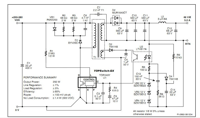 Sơ đồ nguồn TOP 48V 5.2A