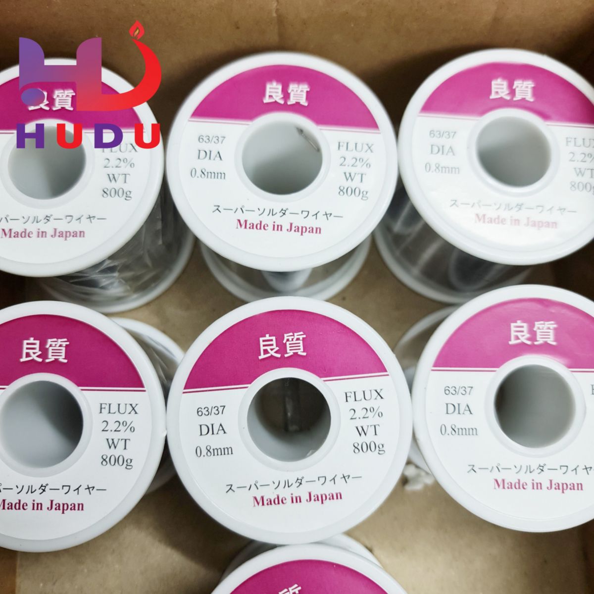 Linh kiện điện tử Hudu cung cấp thiếc hàn 63/37 Nhật 800g loại 0.8mm đảm bảo chất lượng tốt