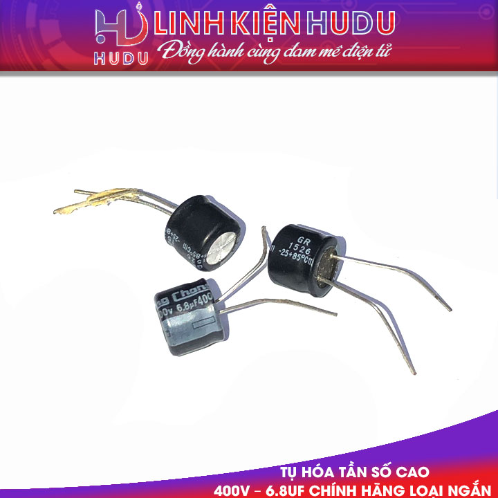 TỤ HÓA 400V – 6.8UF CHÍNH HÃNG LOẠI NGẮN