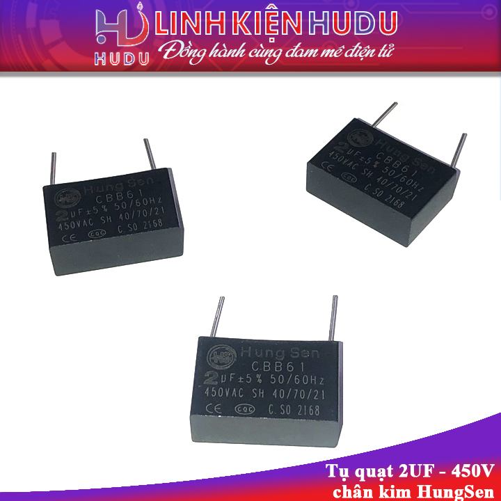 Tụ quạt 2UF 450V chân kim HungSen