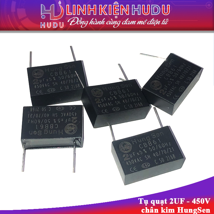 Tụ quạt 2UF 450V chân kim HungSen