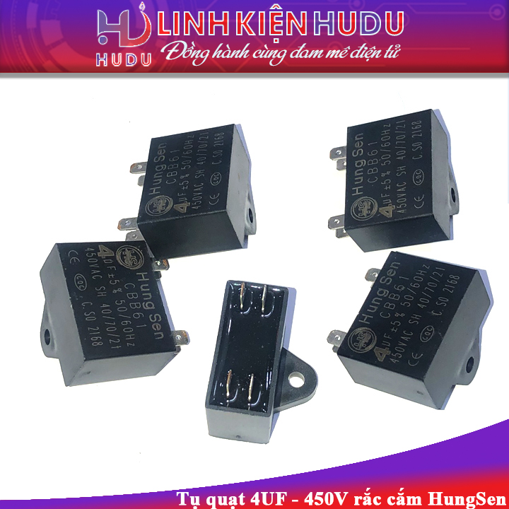 Tụ quạt 4UF 450V rắc cắm HungSen